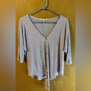 Green Envelope Blue and White Striped Button-Down Shirt